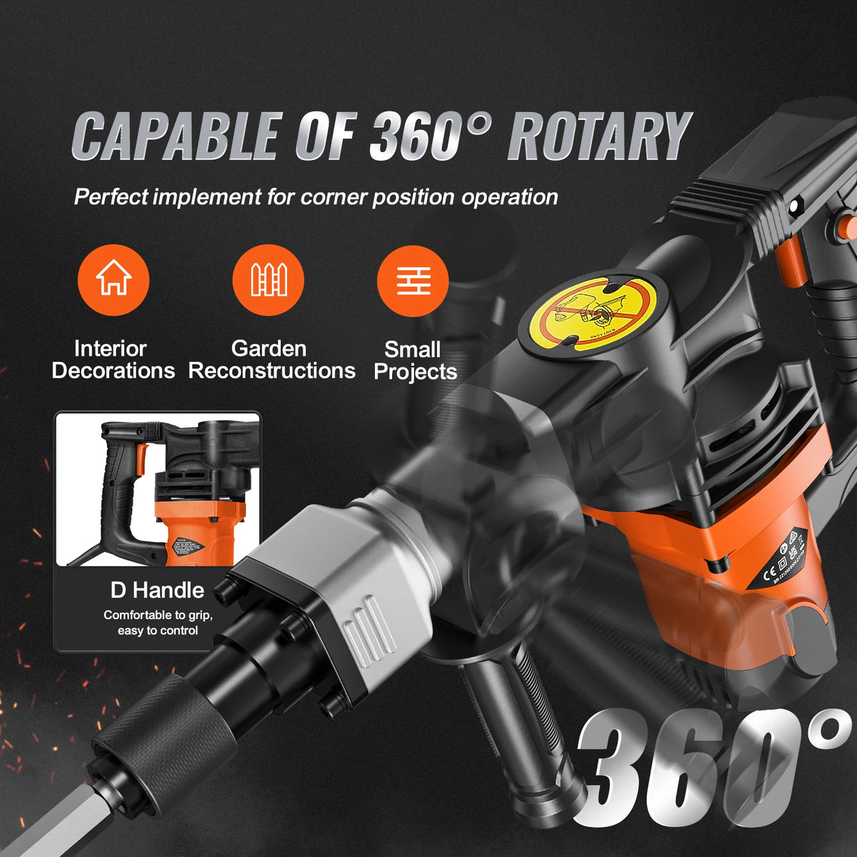 Fixoora 1400W Demolition Hammer Kit