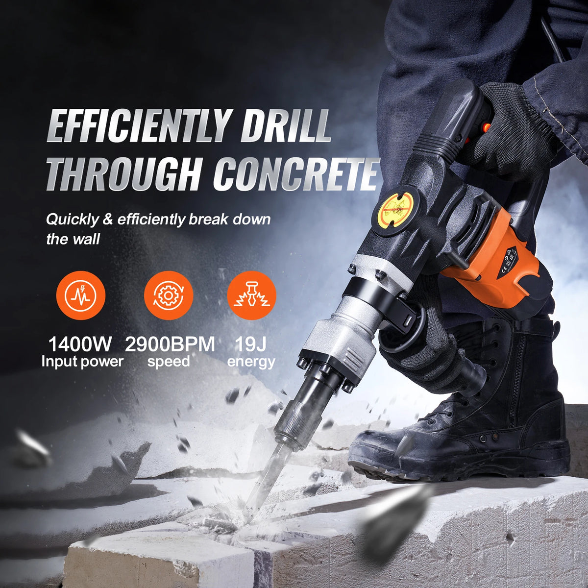 Fixoora 1400W Demolition Hammer Kit