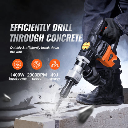 Fixoora 1400W Demolition Hammer Kit