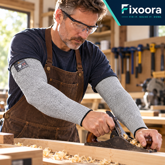 Fixoora cut-resistant arm sleeve used for workshop protection