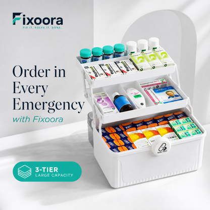 Fixoora 3-Tier Medicine & First Aid Organizer