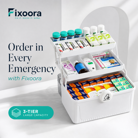 Fixoora 3-Tier Medicine & First Aid Organizer