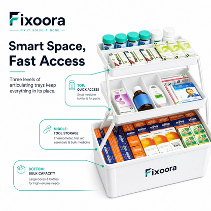 Fixoora 3-Tier Medicine & First Aid Organizer
