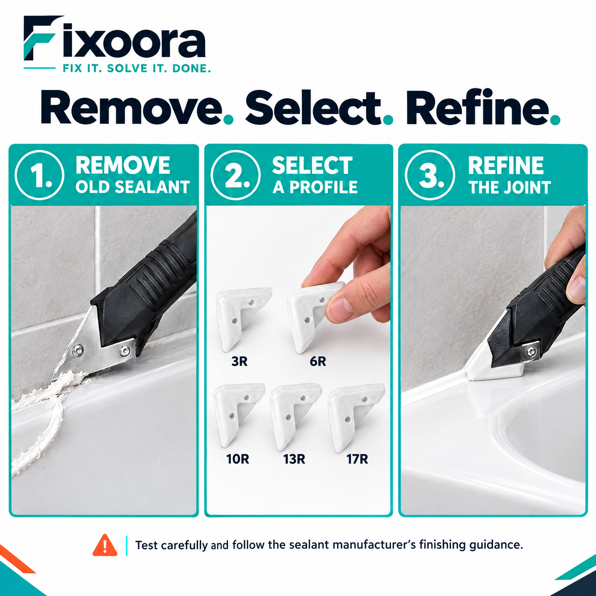 Fixoora 5-in-1 Silicone Caulking & Grout Tool